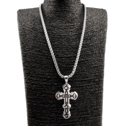 Jasseron-Ketting met Robuuste RVS Kruis Hanger met Zwarte PVD-Coating