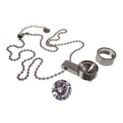 RVS Bolletjesketting met Verwisselbare Zirkonia Hanger - 50 tot 55cm