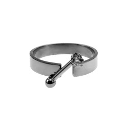 Ring Damaes - Zilverkleur RVS - Open Damesring met Piercingdetail