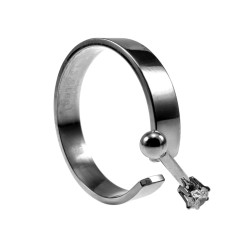 Ring Damaes - Zilverkleur RVS - Open Damesring met Piercingdetail