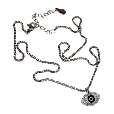 Zilverkleurig RVS Ketting met Turks Oog Hanger Verstelbaar 40 tot 45cm