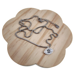 Zilverkleurig RVS Ketting met Turks Oog Hanger Verstelbaar 40 tot 45cm