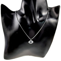 Zilverkleurig RVS Ketting met Turks Oog Hanger Verstelbaar 40 tot 45cm