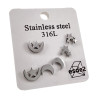 316L RVS Set 3-Paar Oorbellen van Maan- en Sterrenmotief - Dames