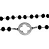 RVS - Zwarte Kristallen Ketting met Oneindigheid en Klavertje Vier