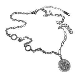 RVS Halsketting met Hanger Romeinse Cijfers en Zirkoniar - 45-50cm