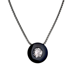 RVS Jasseron ketting met Zwarte PVD Hanger met Verwisselbare Zirkonia