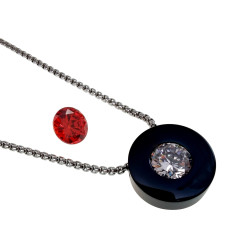 RVS Jasseron ketting met Zwarte PVD Hanger met Verwisselbare Zirkonia