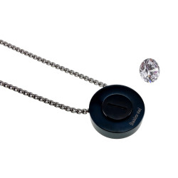 RVS Jasseron ketting met Zwarte PVD Hanger met Verwisselbare Zirkonia