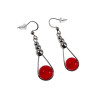 Dames RVS Haakoorbellen met Rode Carneoolagaat Steen - Lengte 48mm