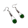 Dames RVS Haakoorbellen met  Groene Jadesteen Lengte 48mm Handgemaakt