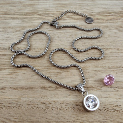 Dames RVS Jasseron-Ketting met Hanger -Twee Verwisselbare Zirkonia