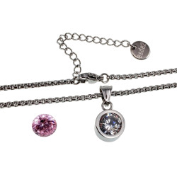 Dames RVS Jasseron-Ketting met Hanger -Twee Verwisselbare Zirkonia