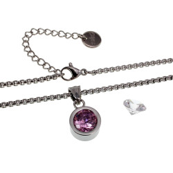 Dames RVS Jasseron-Ketting met Hanger -Twee Verwisselbare Zirkonia