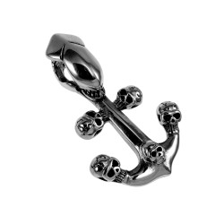 60cm x 3mm Jasseron-ketting + Anker met Schedel Details - RVS- Heren