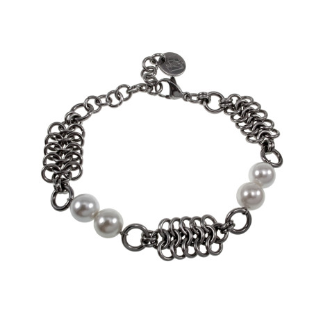 RVS Europese Mesh-Techniek Armband met schelpparels - 15 tot 19 cm