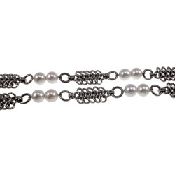 RVS Europese Mesh-Techniek Ketting met Schelpparels en Spike-Hangers