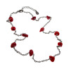 RVS Kabelketting met rode natuurstenen Verstelbaar 45-50cm Handgemaakte