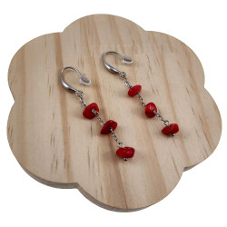 Sieradenset RVS Ketting + armband + oorbellen met Rode Natuursteen