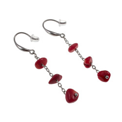 Sieradenset RVS Ketting + armband + oorbellen met Rode Natuursteen