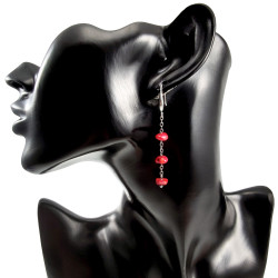 Sieradenset RVS Ketting + armband + oorbellen met Rode Natuursteen