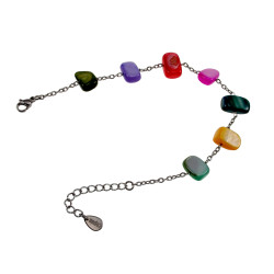 RVS Armband met Kleurrijke Schelpstenen - 16 tot 19cm - Handgemaakt