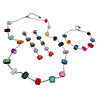 RVS Oorknopjes Bol met Ketting - Kleurrijke Schelpstenen Lengte 74 mm