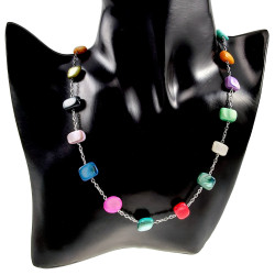 RVS Sieradenset - Kleurrijke Schelpstenen Ketting Armband Oorbellen