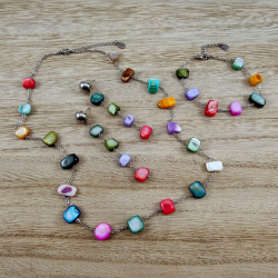 RVS Sieradenset - Kleurrijke Schelpstenen Ketting Armband Oorbellen