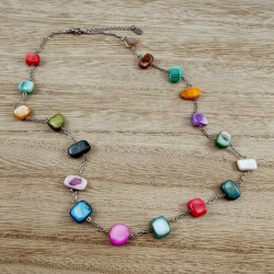 RVS Sieradenset - Kleurrijke Schelpstenen Ketting Armband Oorbellen