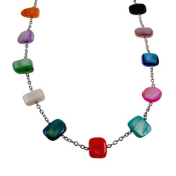 RVS Sieradenset - Kleurrijke Schelpstenen Ketting Armband Oorbellen