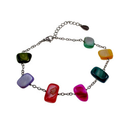 RVS Sieradenset - Kleurrijke Schelpstenen Ketting Armband Oorbellen