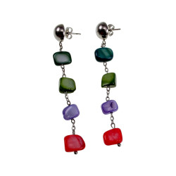 RVS Sieradenset - Kleurrijke Schelpstenen Ketting Armband Oorbellen