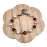 Dames RVS Armband met Zoetwaterparels - Bruine Opalen Kattenooghartjes