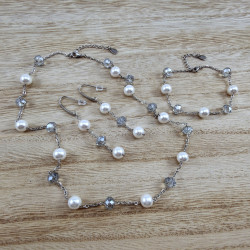 RVS Armband met Oostenrijks Kristal Witte Kristalparels 16 tot 19cm