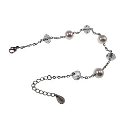 RVS Armband met Oostenrijks Kristal Witte Kristalparels 16 tot 19cm