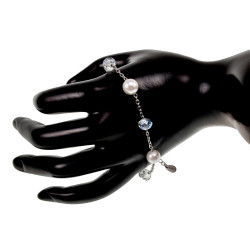 RVS Armband met Oostenrijks Kristal Witte Kristalparels 16 tot 19cm