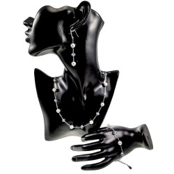 RVS Ketting met Kristalparels en Oostenrijkse Kristallen - 50-55 cm