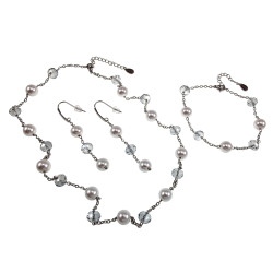 RVS Ketting met Kristalparels en Oostenrijkse Kristallen - 50-55 cm