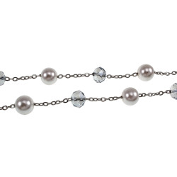 RVS Ketting met Kristalparels en Oostenrijkse Kristallen - 50-55 cm