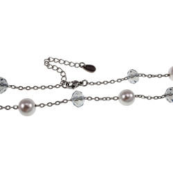 RVS Ketting met Kristalparels en Oostenrijkse Kristallen - 50-55 cm