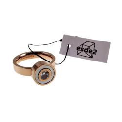 Roségoudkleur RVS Ring met Parelmoer accent Verwisselbare Zirkoniasteen