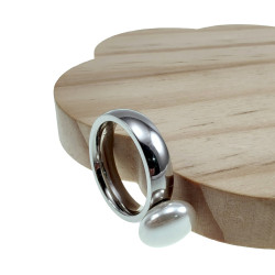 Parel Ring Dames Stalen Zilver Kleur Ring met Witte Zoetwaterparel