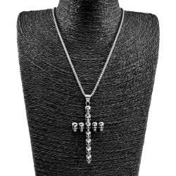 RVS Jasseron-Ketting + Kruis Hanger met Schedel - Ketting 60cm x 3mm