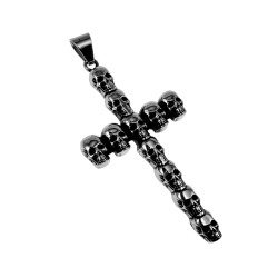 RVS Jasseron-Ketting + Kruis Hanger met Schedel - Ketting 60cm x 3mm