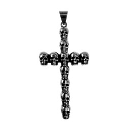 RVS Jasseron-Ketting + Kruis Hanger met Schedel - Ketting 60cm x 3mm