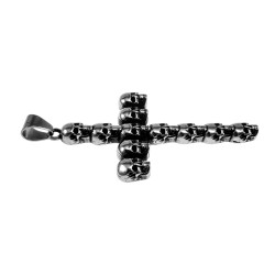 RVS Jasseron-Ketting + Kruis Hanger met Schedel - Ketting 60cm x 3mm