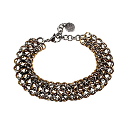 RVS Armband  Bicolor Verstelbaar 16 tot 19cm Europese Weeftechniek