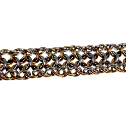 RVS Armband  Bicolor Verstelbaar 16 tot 19cm Europese Weeftechniek