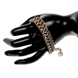 RVS Armband  Bicolor Verstelbaar 16 tot 19cm Europese Weeftechniek